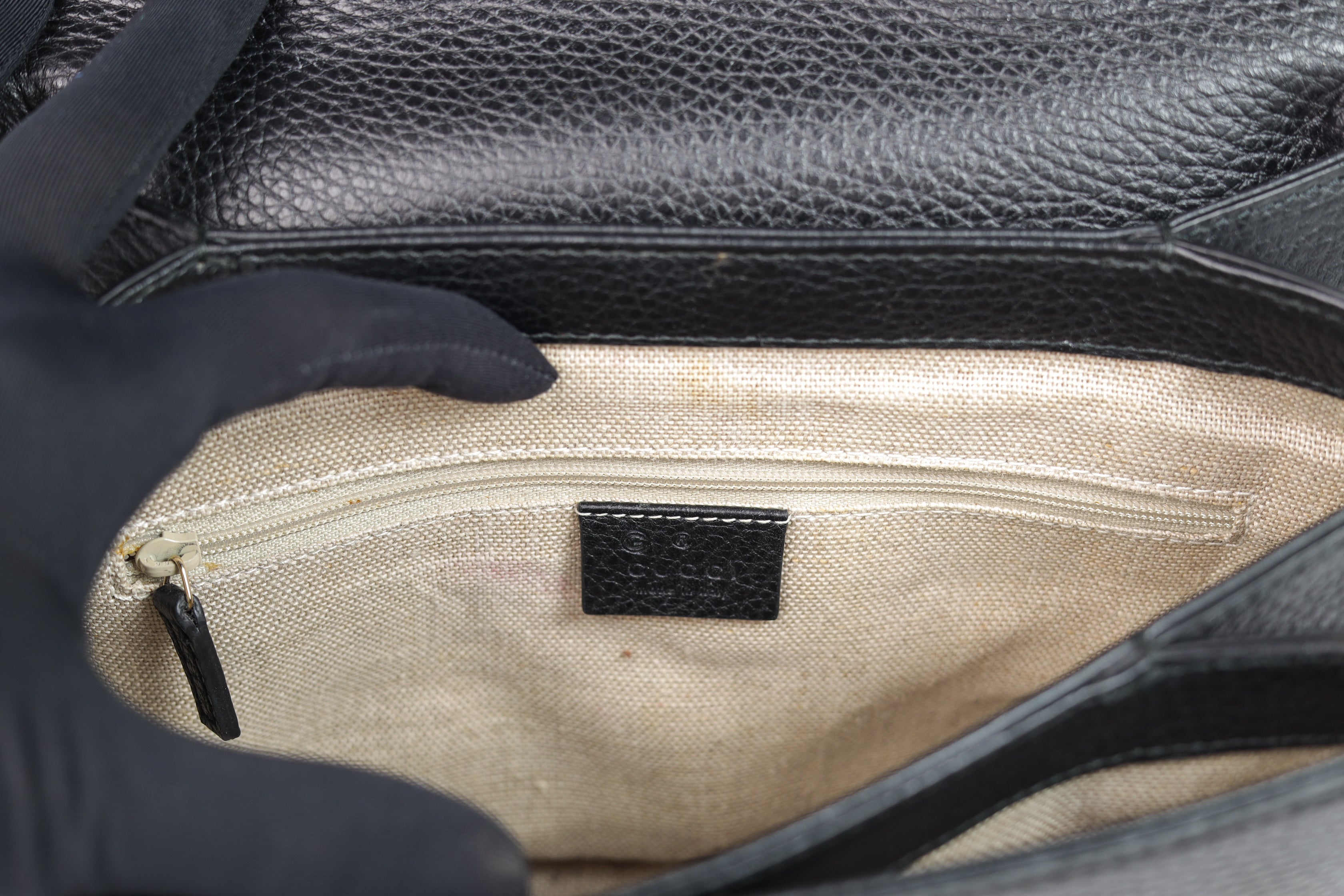 Authentic Gucci Black Leather Interlocking G Crossbody
