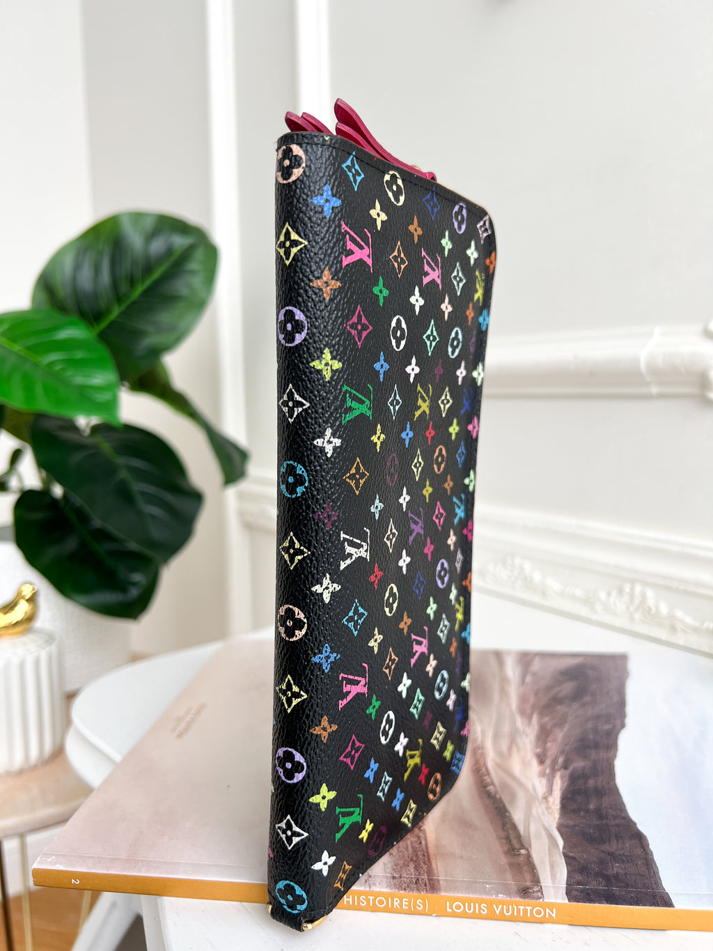 Authentic Louis Vuitton long monogram multicolor black wallet