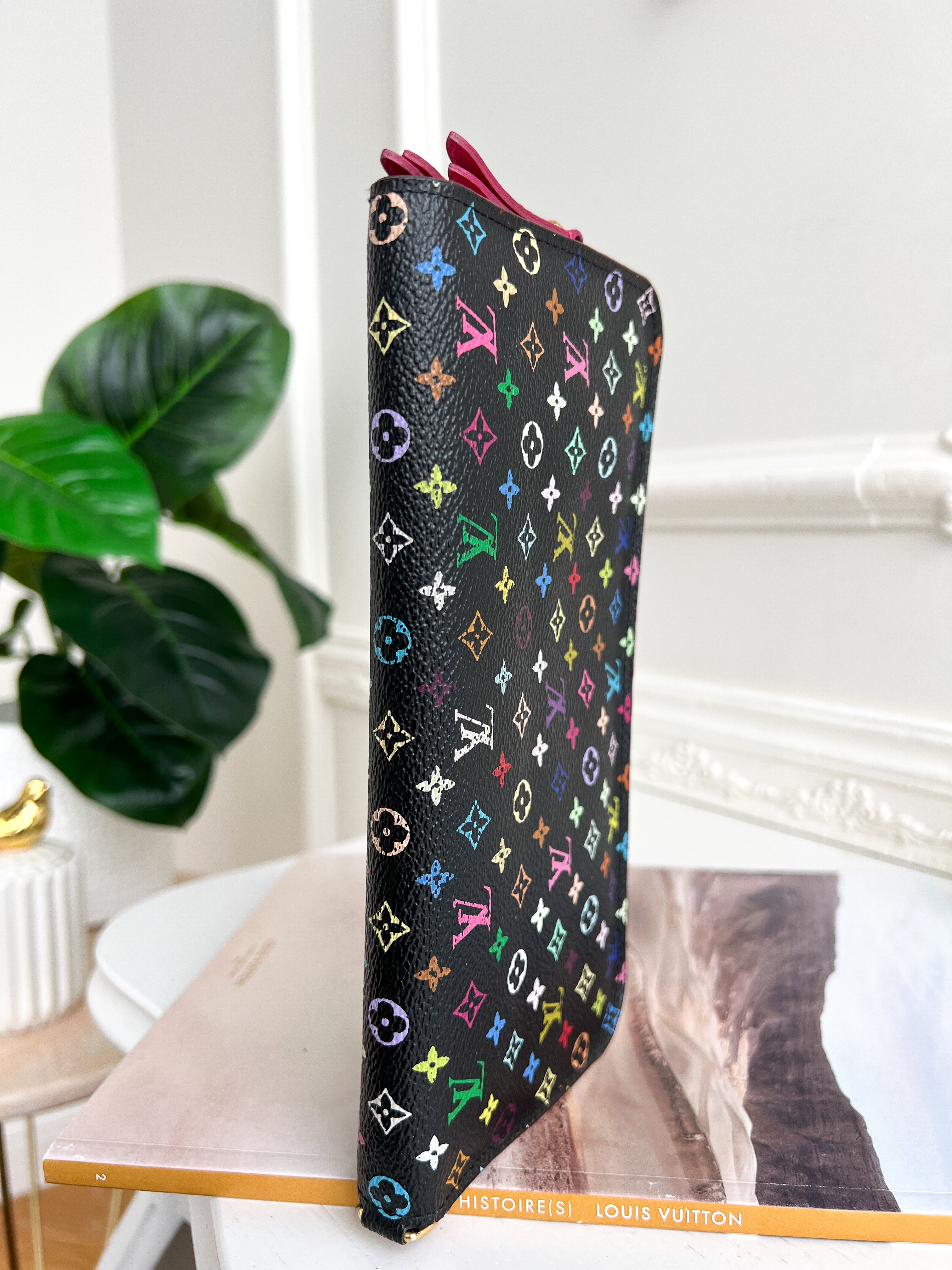 Authentic Louis Vuitton long monogram multicolor black wallet