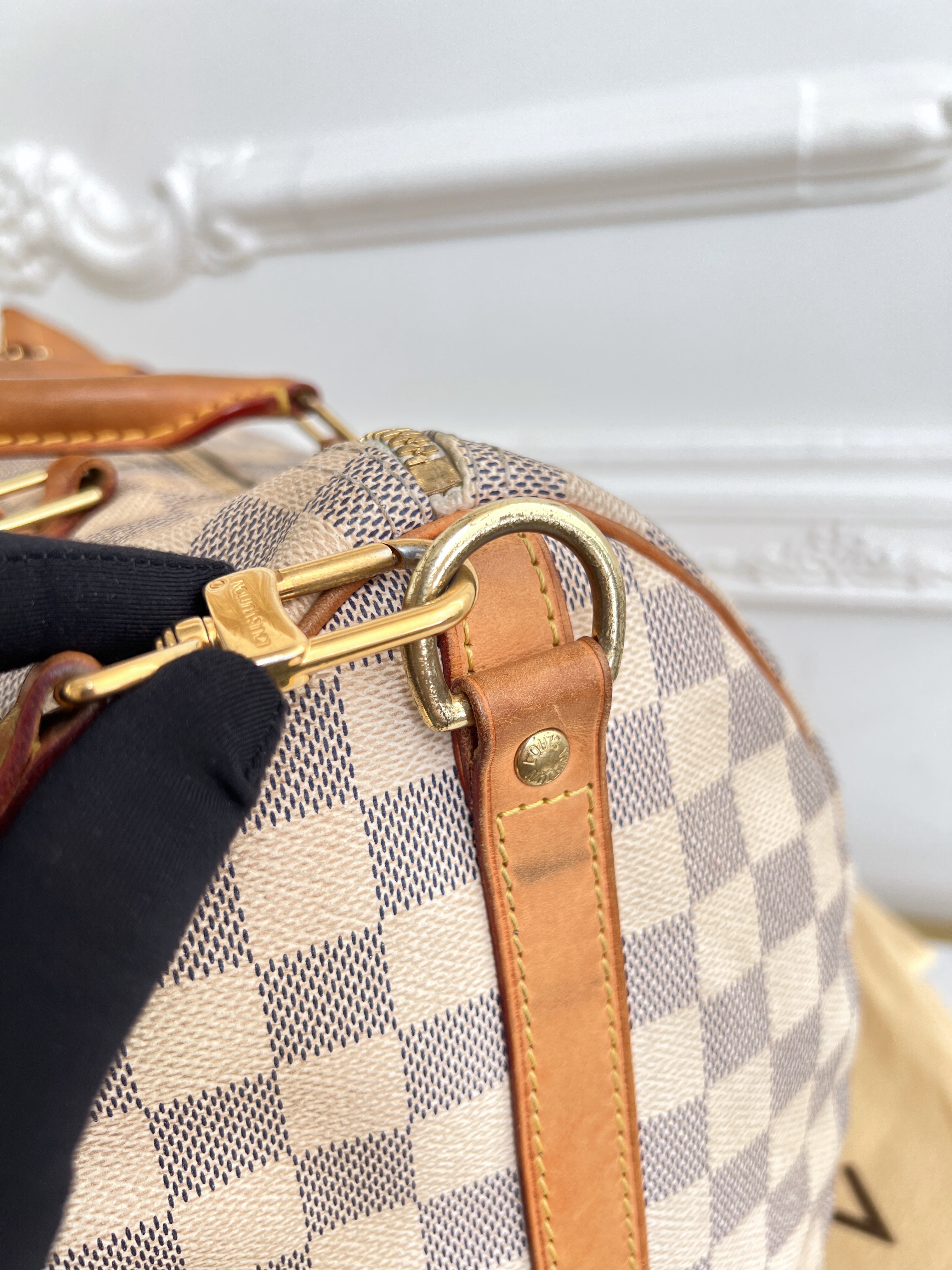 Louis Vuitton Speedy 30 Azur Damier Bandouliere Satchel Crossbody Bag