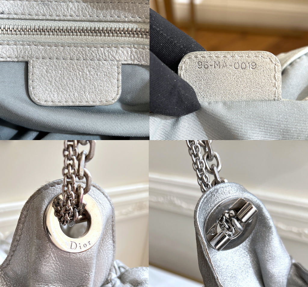 Christian Dior Le Trente Silver Leather Hobo Shoulder Bag