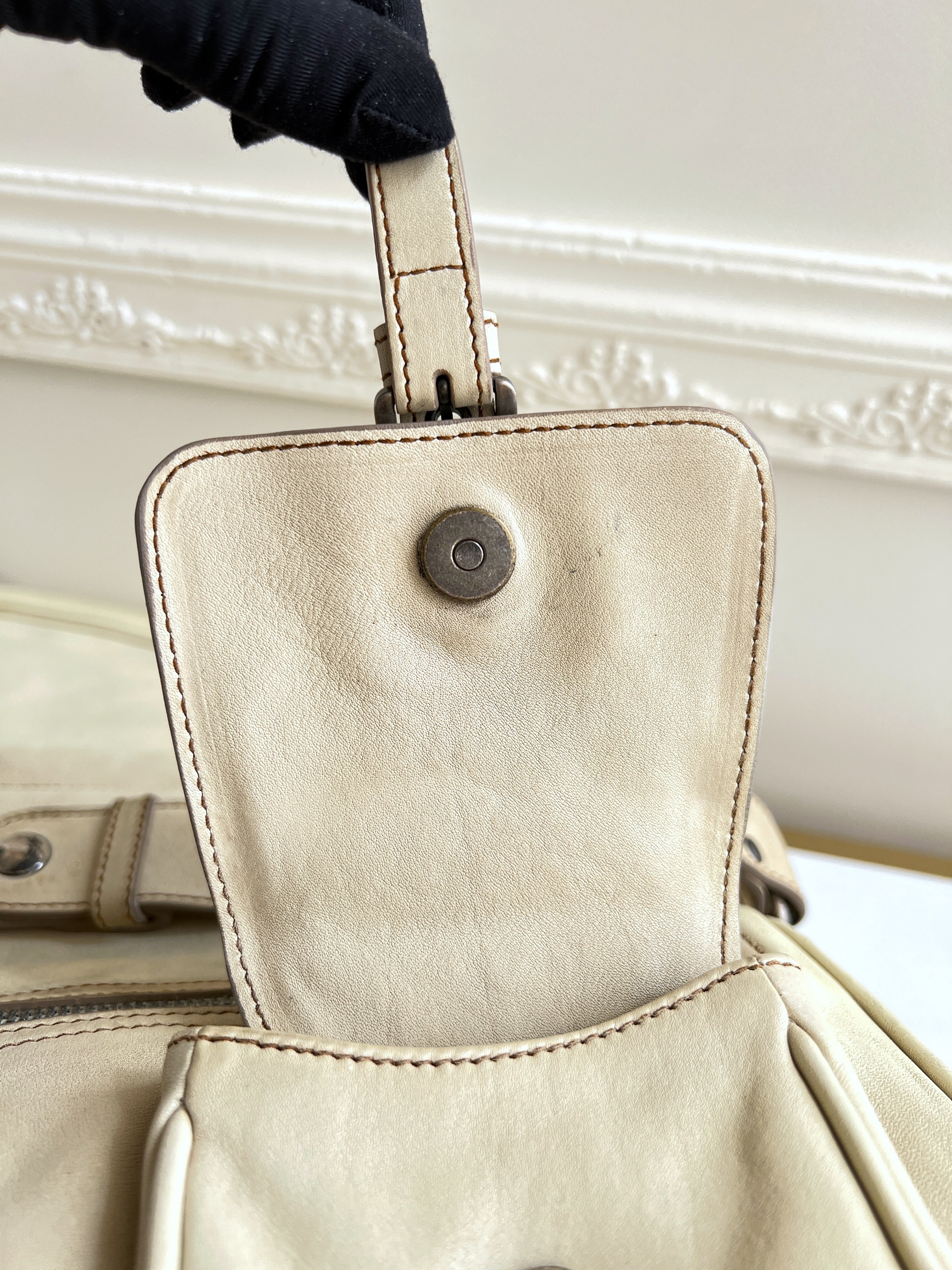 Christian Dior Rare Classic Gaucho Saddle Leather White Bag