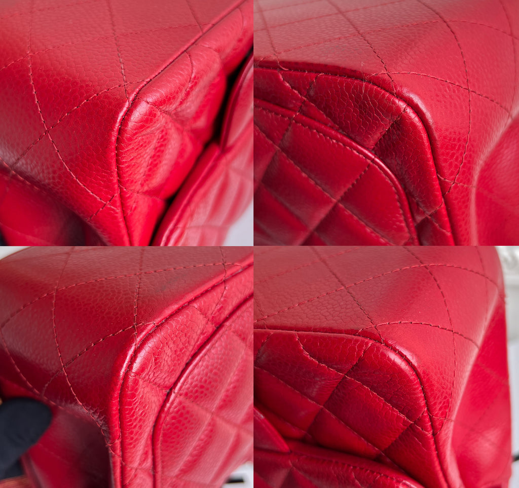 Chanel Classic Squared Caviar Red Leather Crossbody Bag