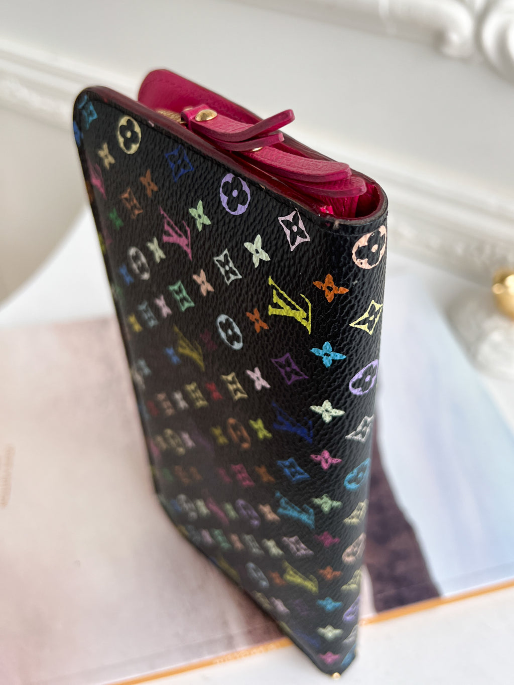 Authentic Louis Vuitton long monogram multicolor black wallet