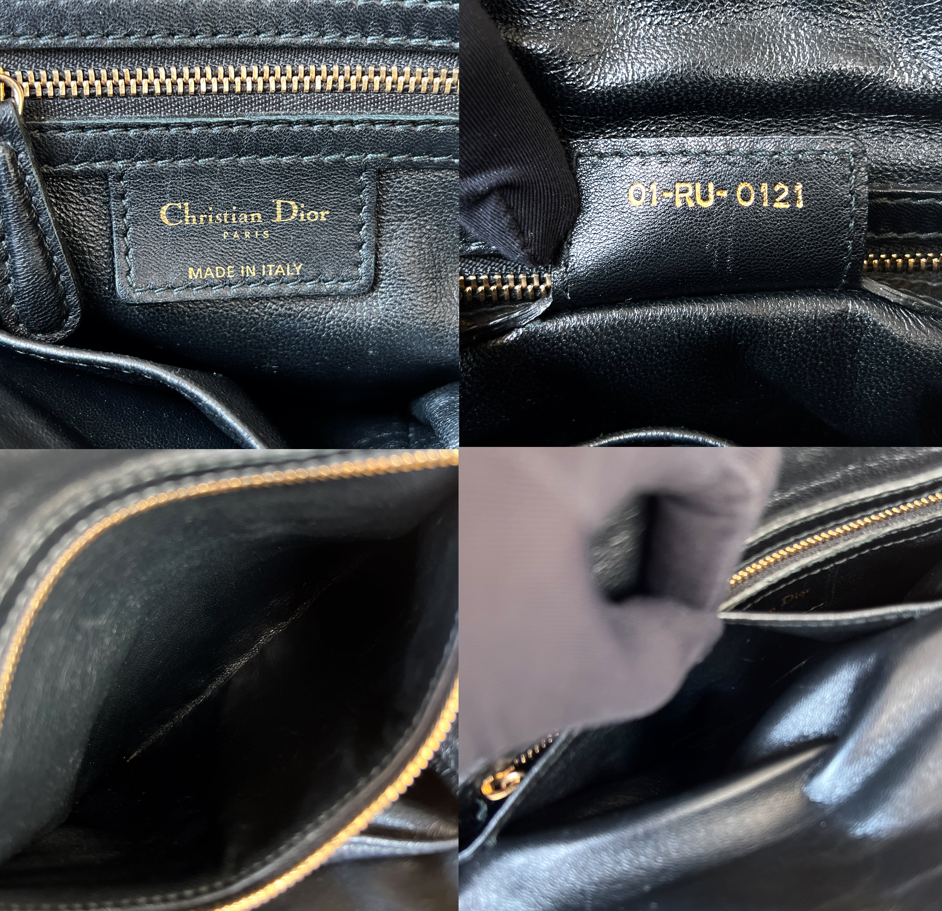 Christian Dior Gaufre Cannage Leather Black Lambskin Delices Bag