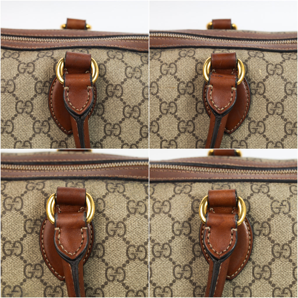 Authentic Gucci Boston Supreme Medium  Brown in Leather Canvas Monogram Satchel