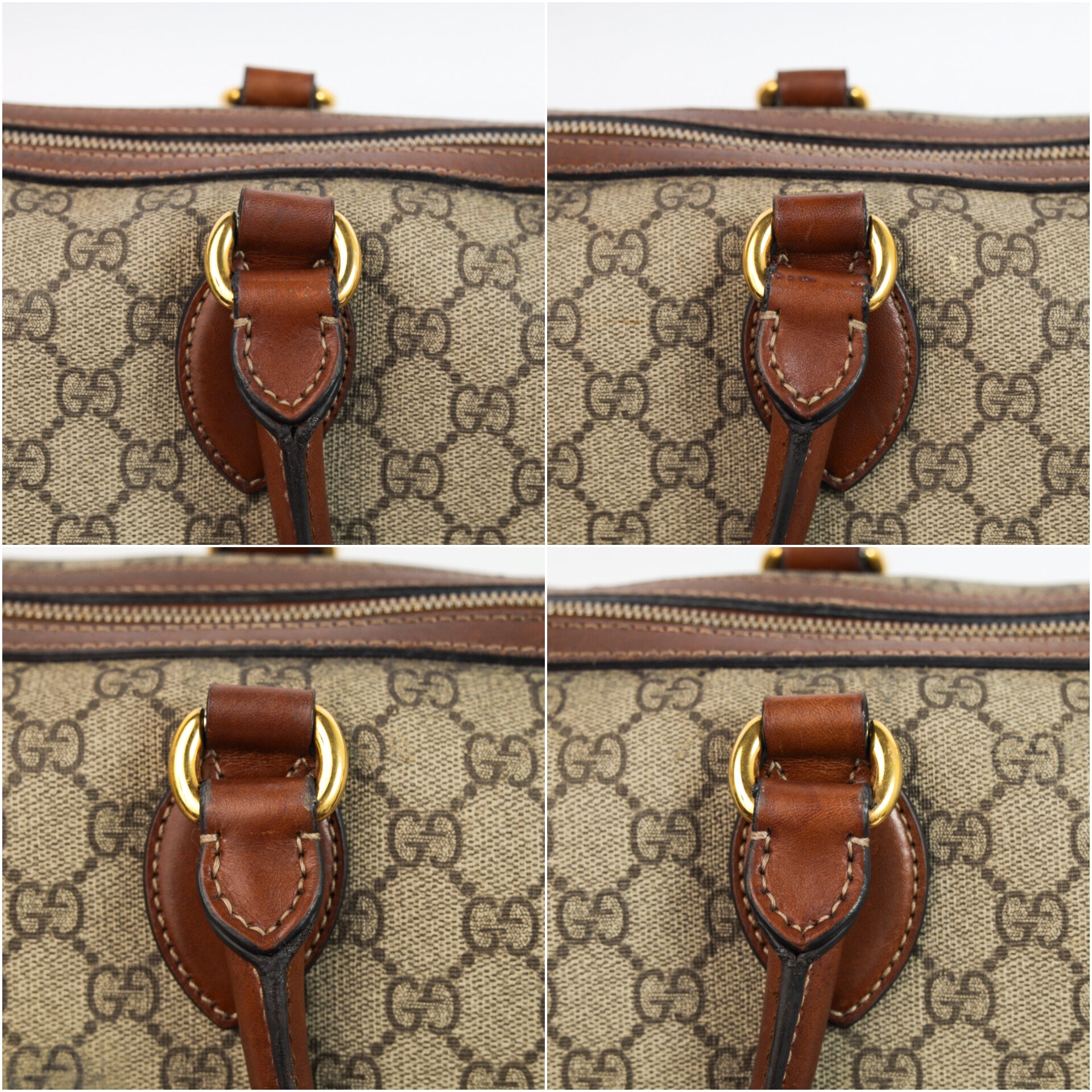 Authentic Gucci Boston Supreme Medium  Brown in Leather Canvas Monogram Satchel