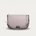 Chanel Boy New Medium Lambskin Grey Crossbody Bag