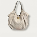 Louis Vuitton Mahina L Leather Beige Monogram Hobo Shoulder Bag