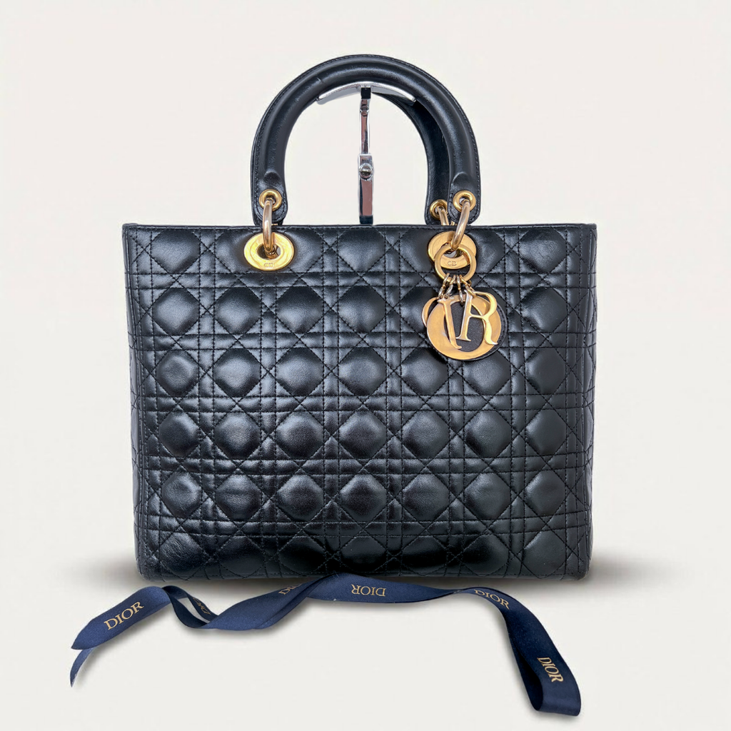 Christian  Dior Lady Dior Black Leather Cannage MA-1001