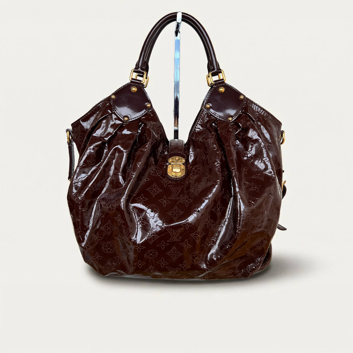 Louis Vuitton Mahina L Patent Surya Shoulder Brown Bag