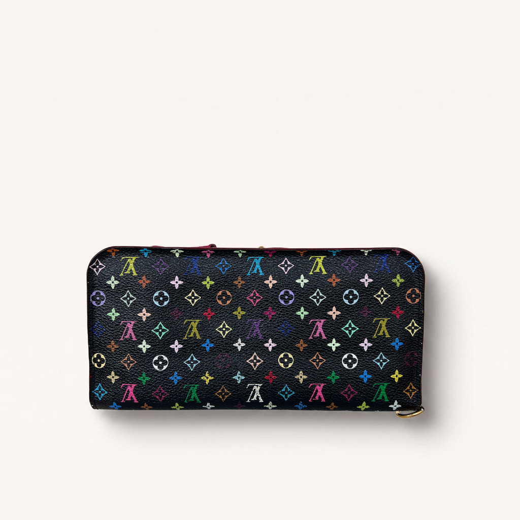 Authentic Louis Vuitton long monogram multicolor black wallet