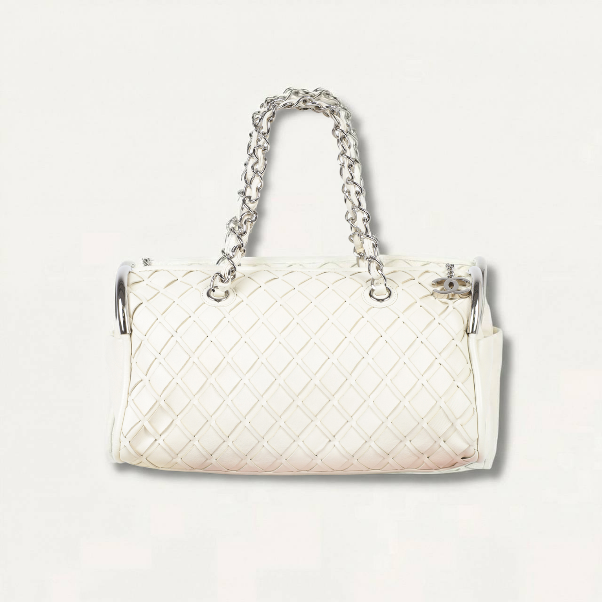 Chanel Ultimate bowler soft Somberero leather lambskin white handbag
