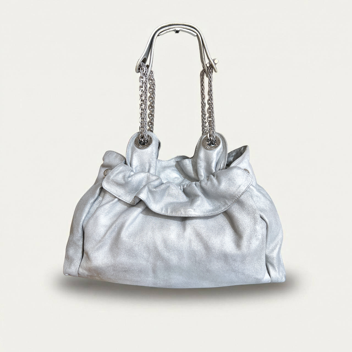 Christian Dior Le Trente Silver Leather Hobo Shoulder Bag