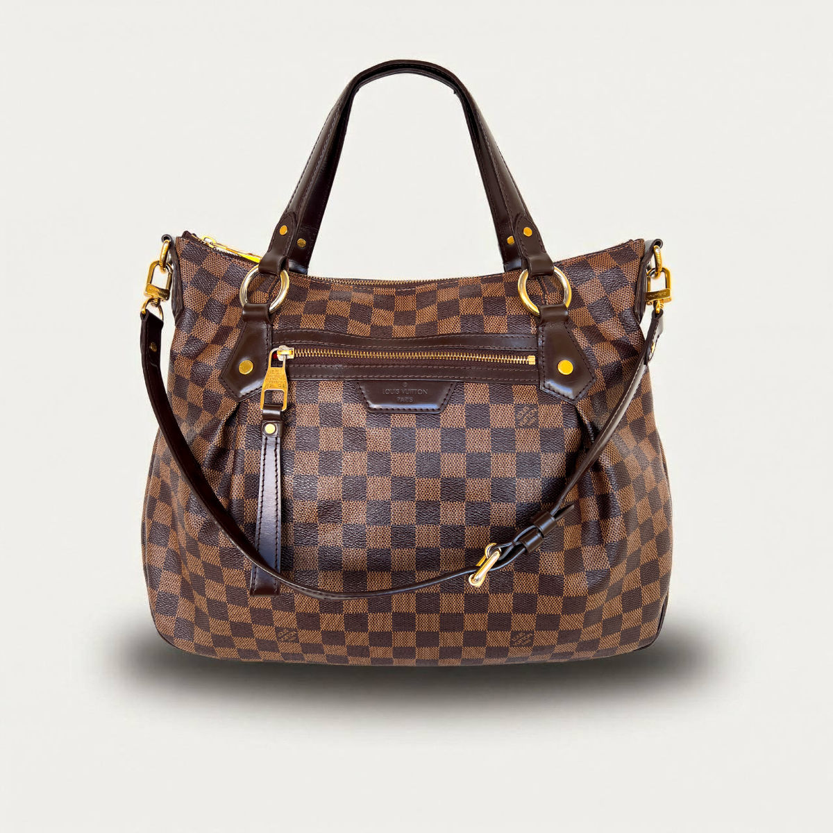 Louis Vuitton Evora MM Damier Ebene Shoulder Tote Bag