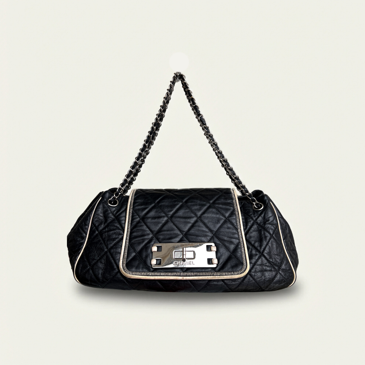 Chanel Mademoiselle East West Shoulder Black Leather Bag