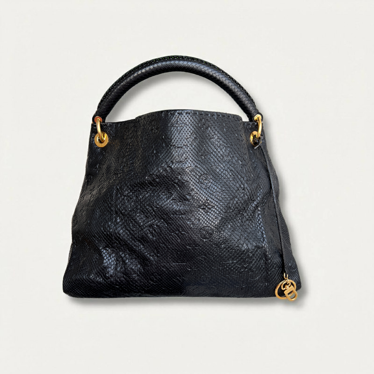 Louis Vuitton Artsy Phyton MM Black Monogram Hobo Embossed Bag