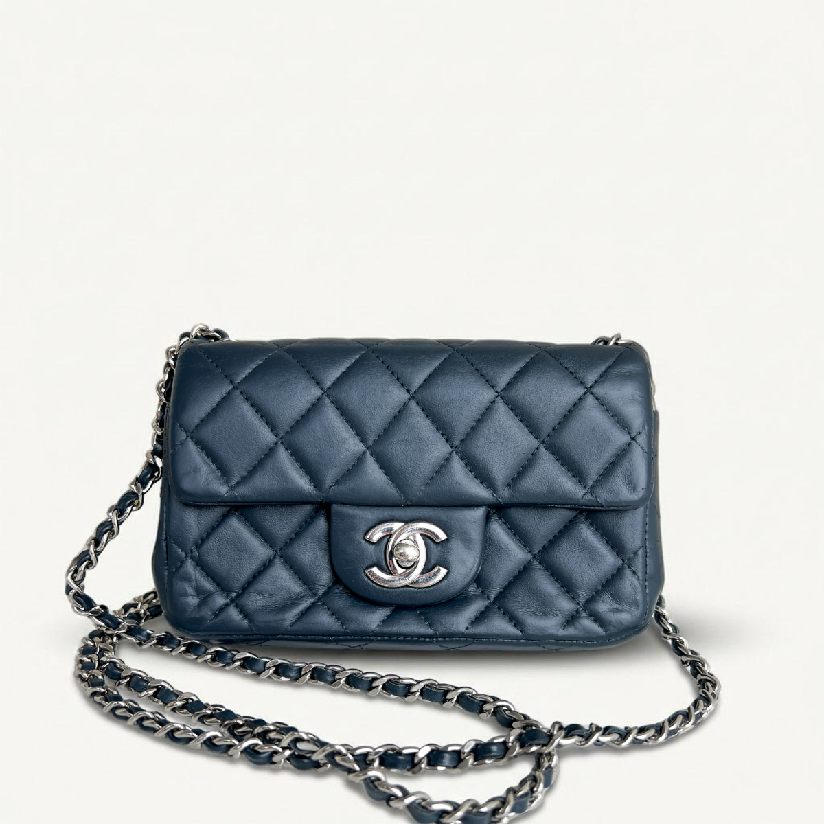 Chanel small dark gray lambskin crossbody bag