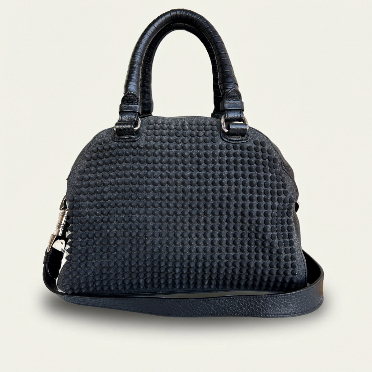 Christian Louboutin Panettone Bowling Leather Black Strap Bag