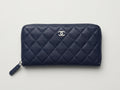 Authentic Chanel wallet blue caviar Classic long Zippy Clutch