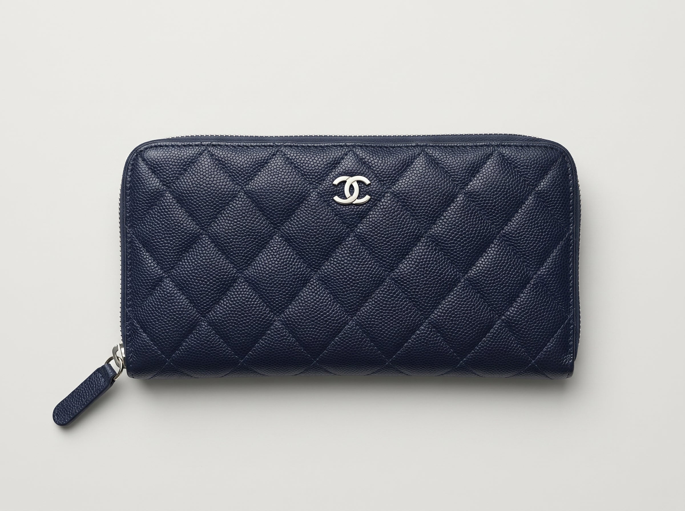 Authentic Chanel wallet blue caviar Classic long Zippy Clutch
