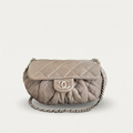 Chanel Quilted Large Chain Flap Taupe Crossbody Gray-Beige Clutch