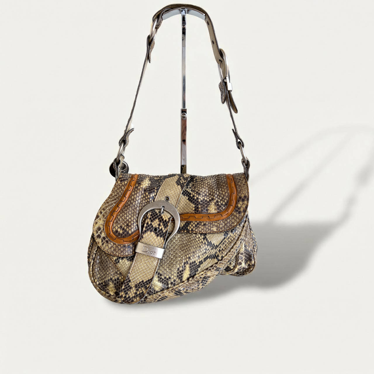 DIOR Rare Classic Python Gaucho Saddle Bag