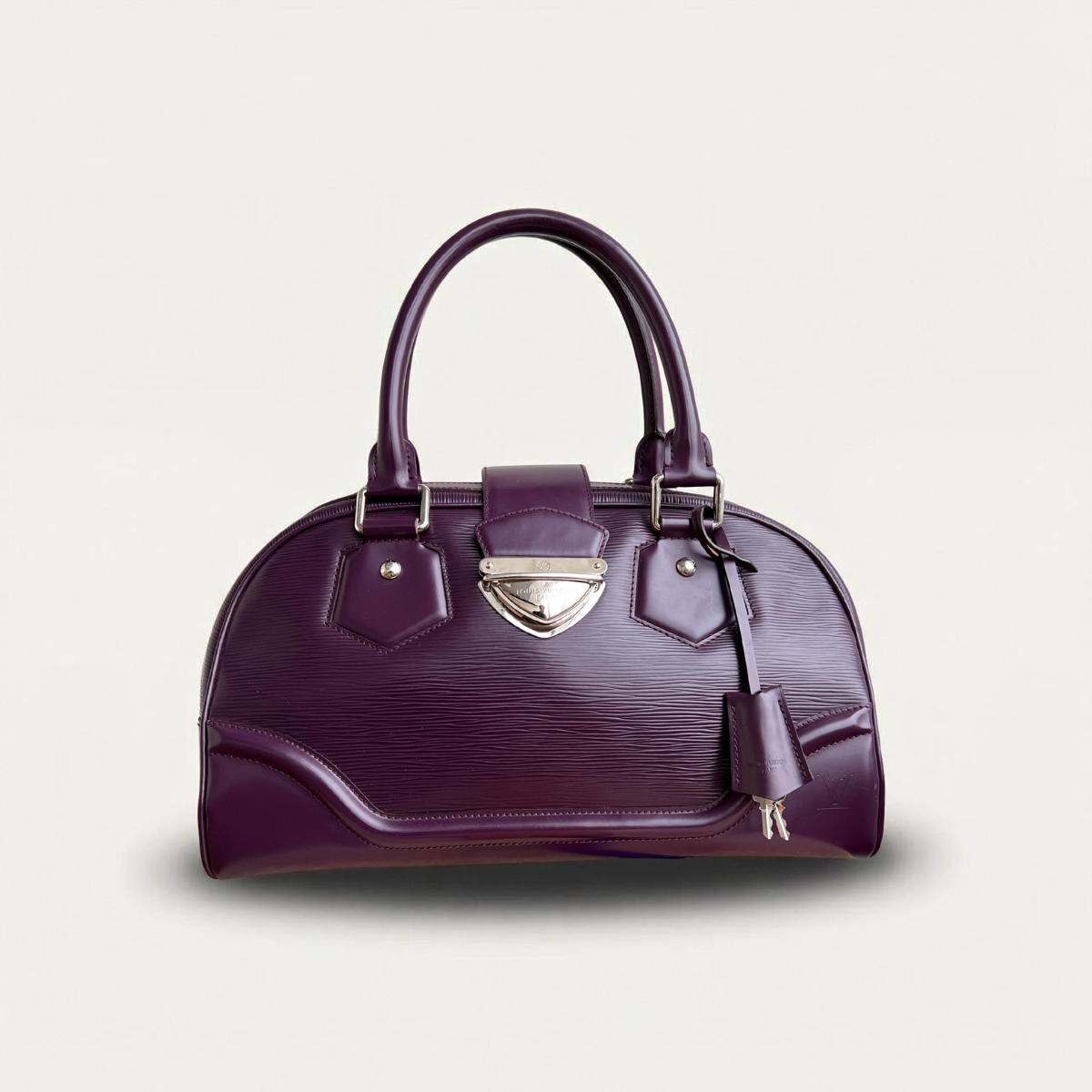 LOUIS VUITTON Authentic Bowling Montaigne GM Purple Epi Leather Bag