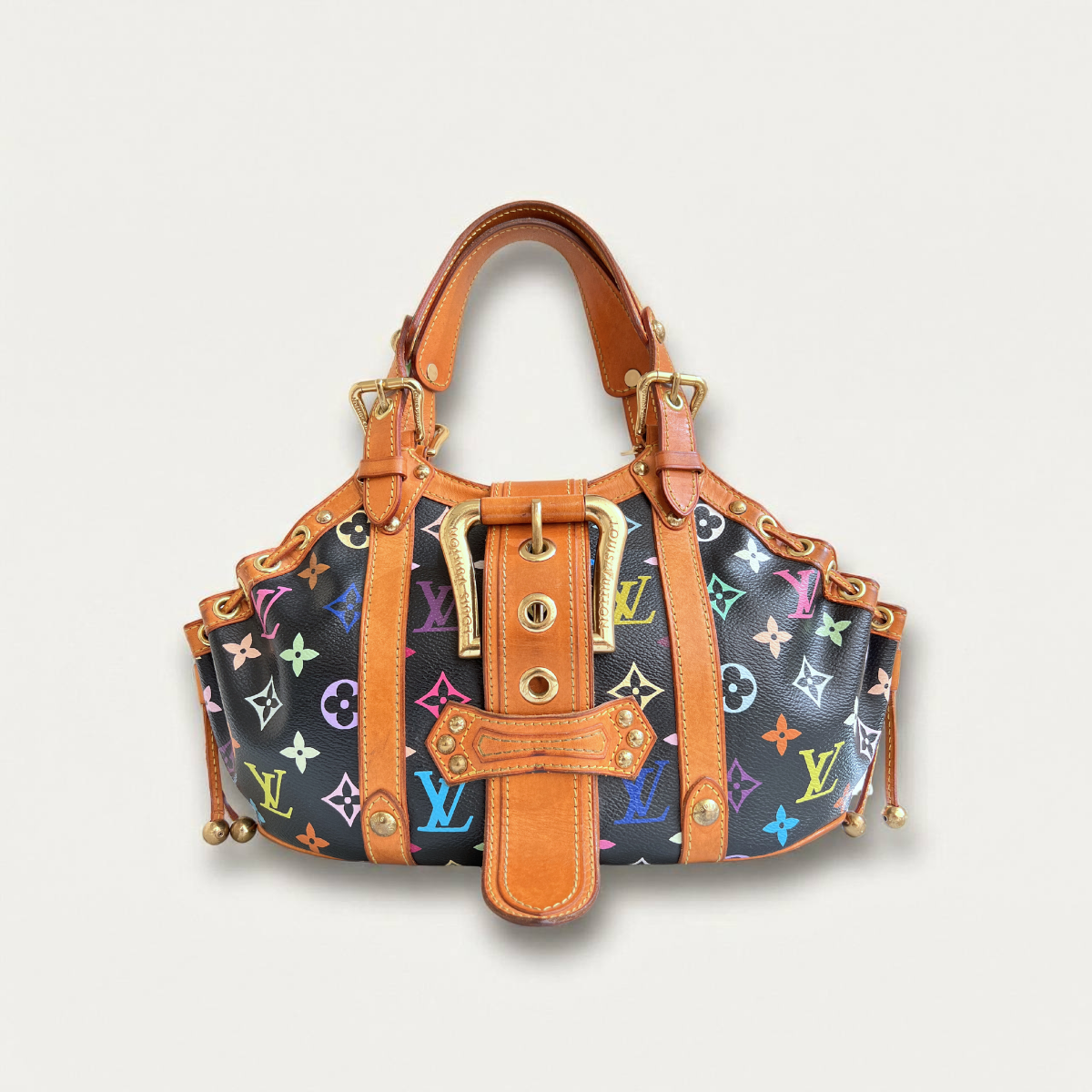 Louis Vuitton Theda PM Monogram Multicolor Black Satchel Bag