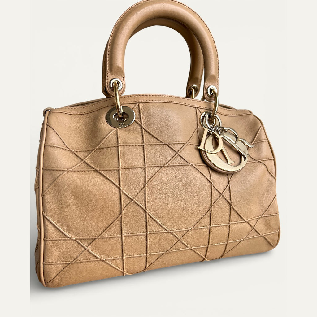 Authentique sac fourre-tout Dior Beige Cannage Granville en cuir 09-BO-0132 B0867