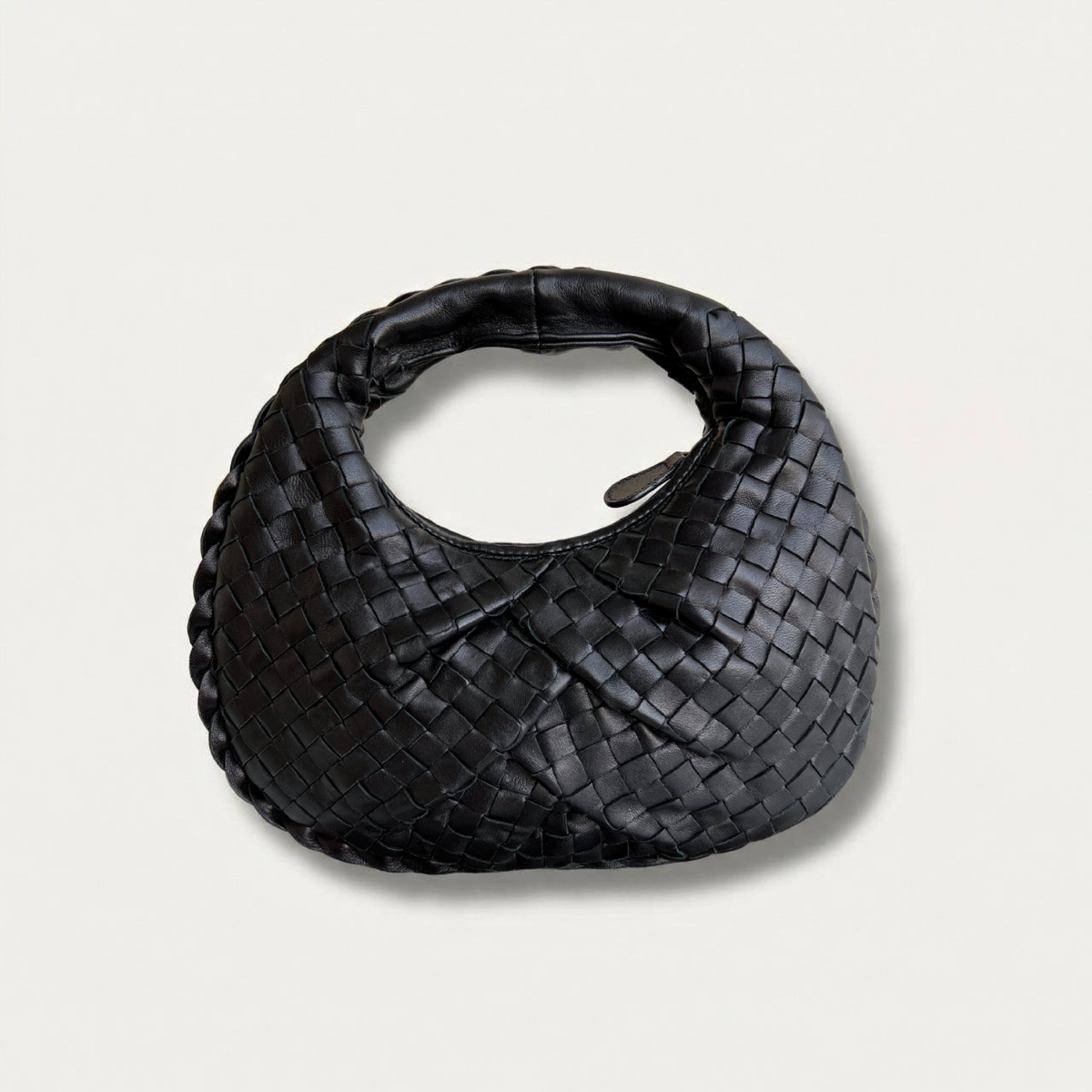 Bottega Veneta Intrecciato Mini Black Leather Clutch Handbag