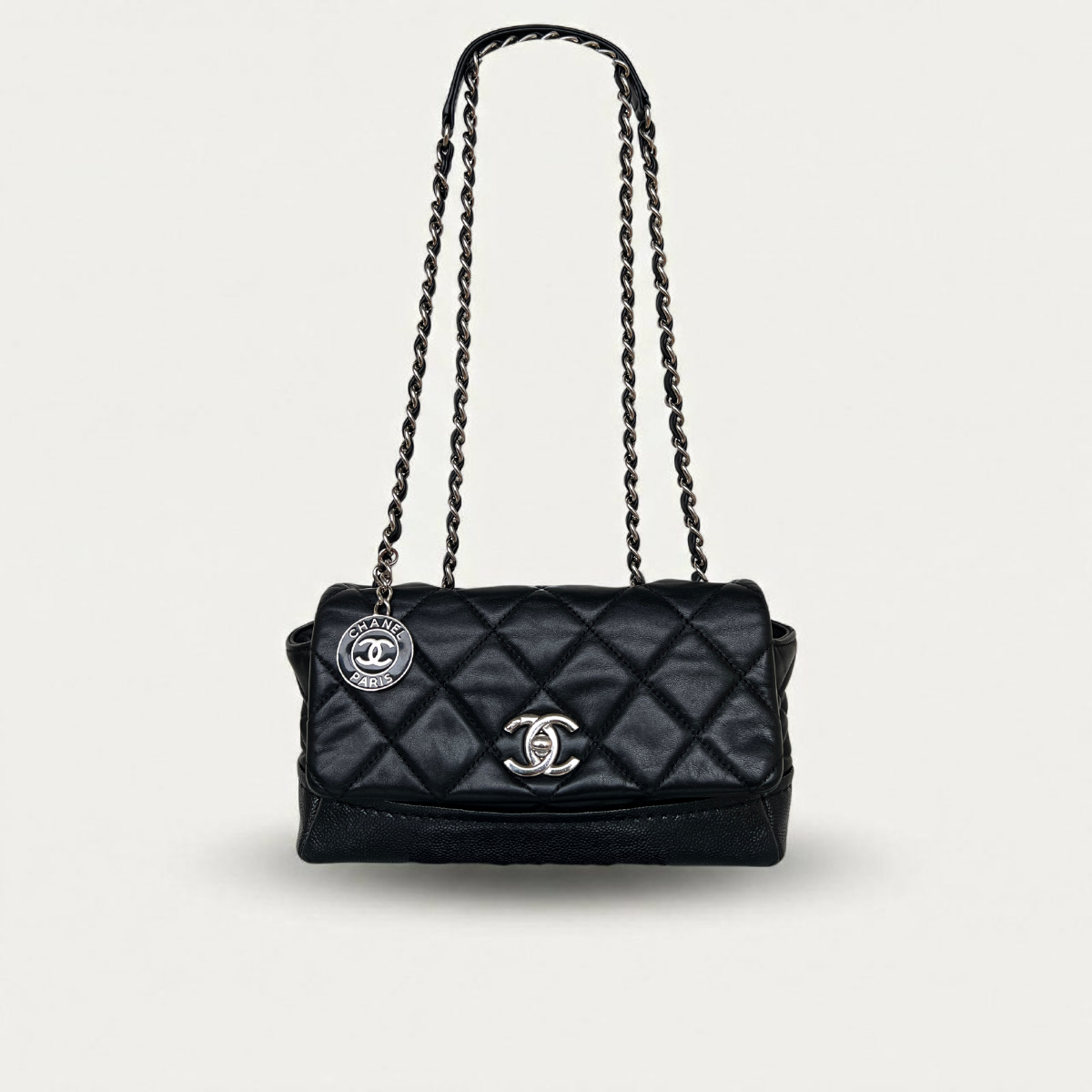 Chanel Caviar Lambskin Bi Coco Crossbody Flap Black Tassen Bag