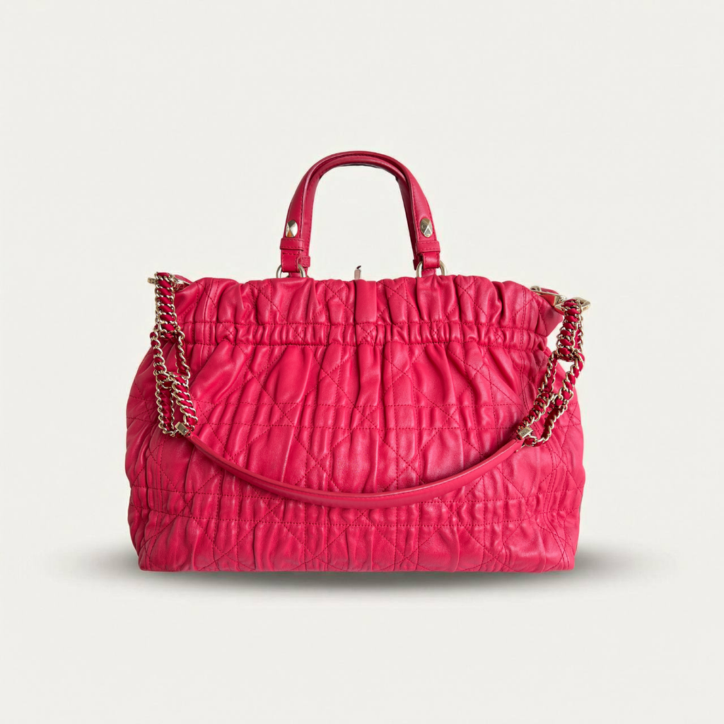 Christian Dior Red Delices Gaufre Cannage Soft Leather Quilted Bag