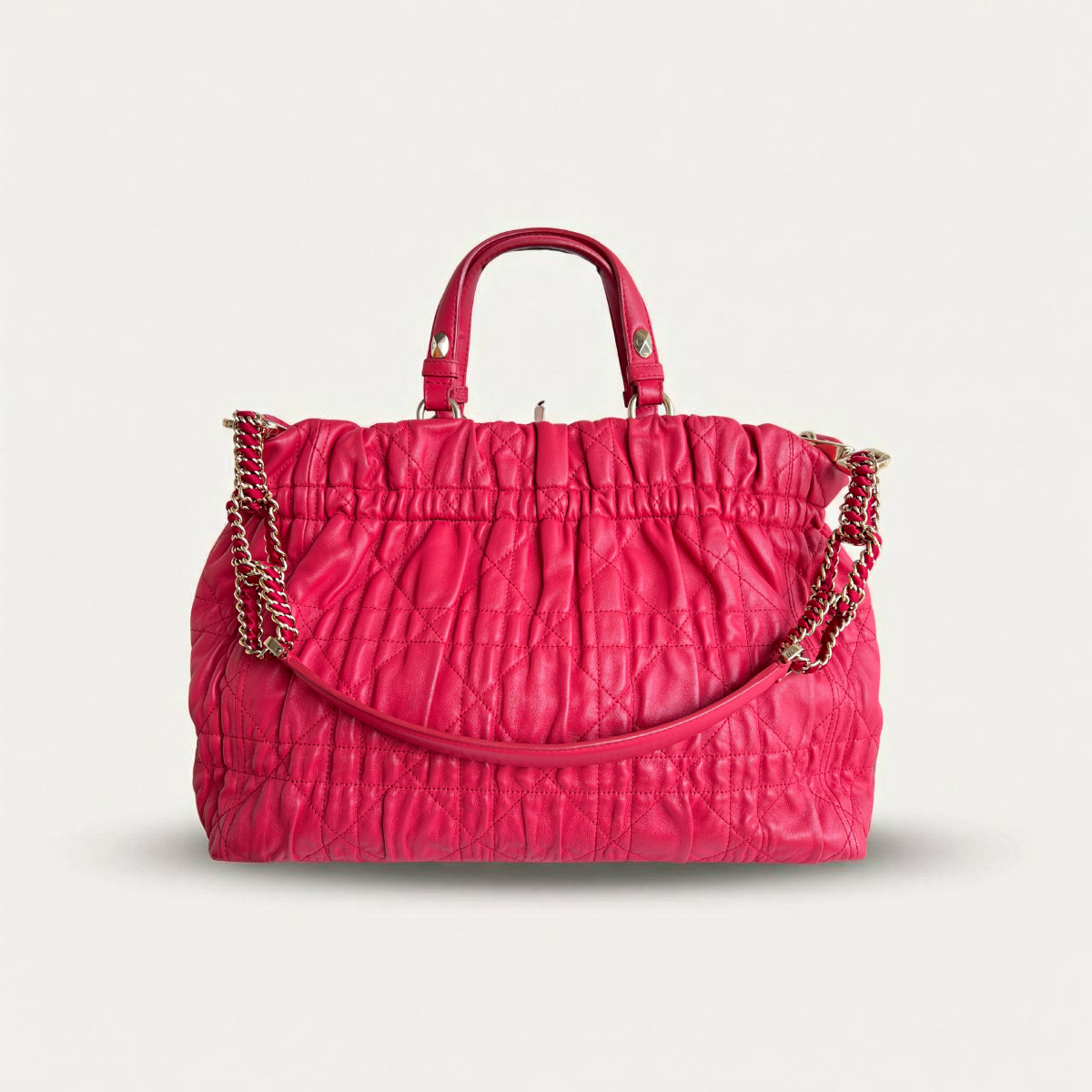 Christian Dior Red Delices Gaufre Cannage Soft Leather Quilted Bag