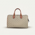 Authentic Gucci Boston Supreme Medium  Brown in Leather Canvas Monogram Satchel