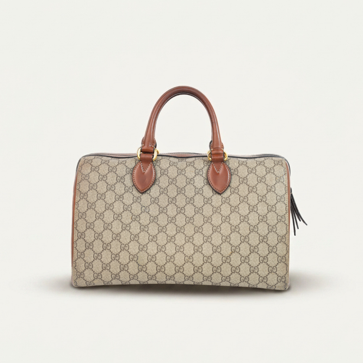 Authentic Gucci Boston Supreme Medium  Brown in Leather Canvas Monogram Satchel