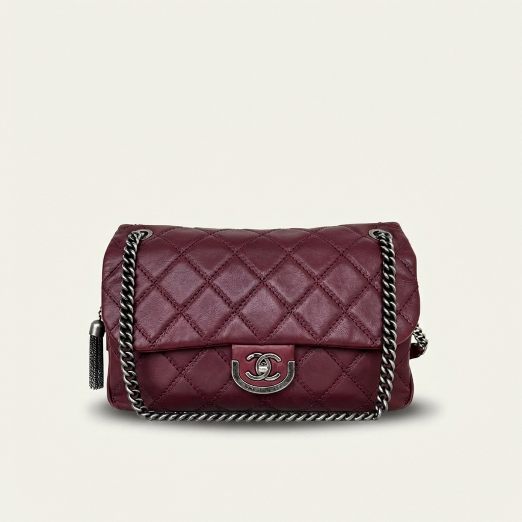 Chanel Flap Cambon 31 Rue Leather Burgundy Maroon Crossbody Bag