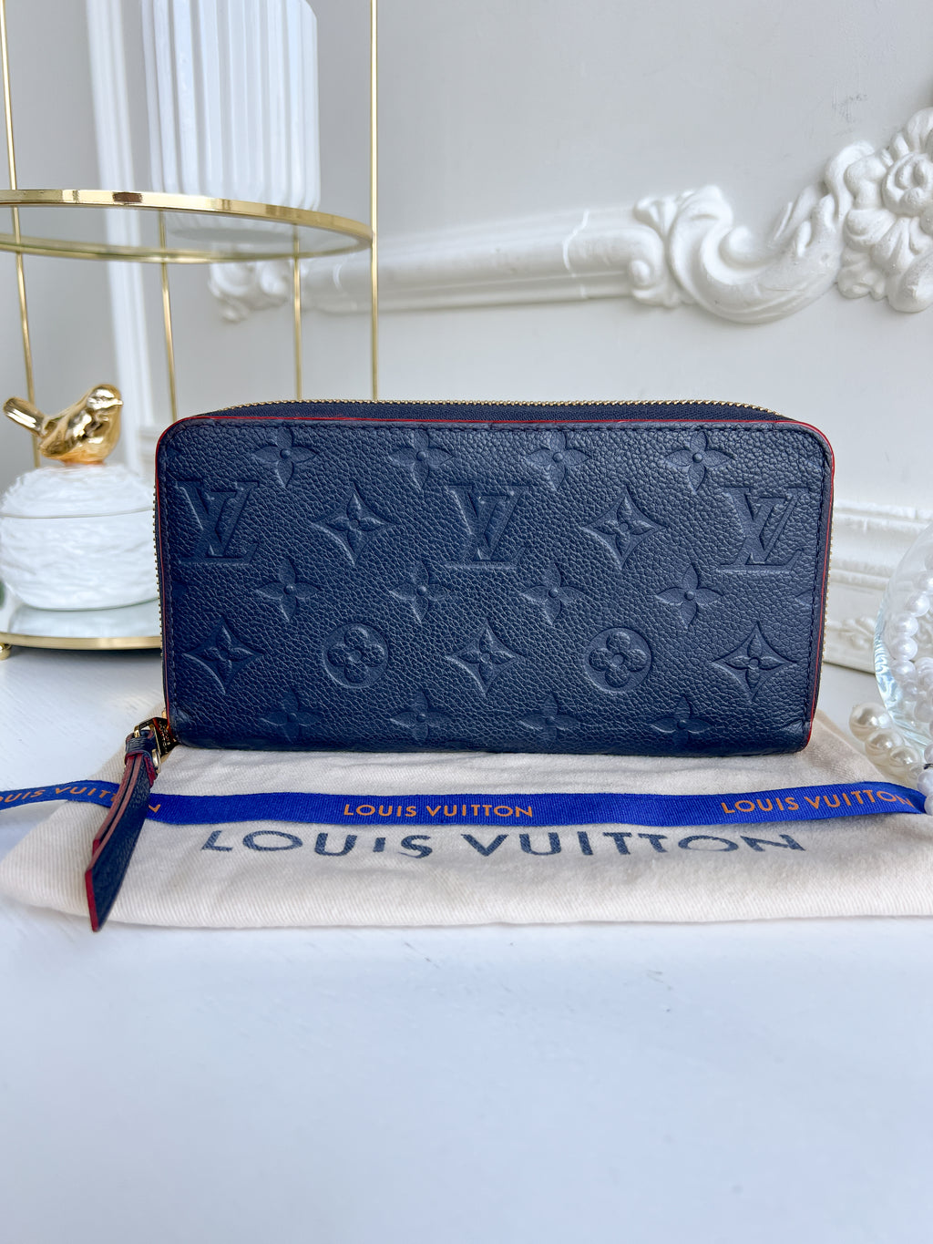 LV wallet empreinte dark blue with red