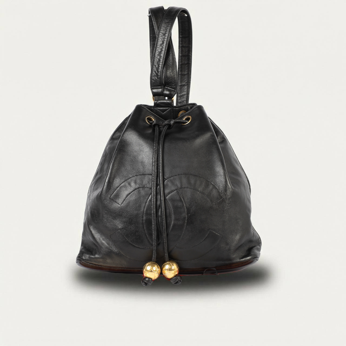 Chanel backpack Ram Decacoco Black lambskin leather with Pouch