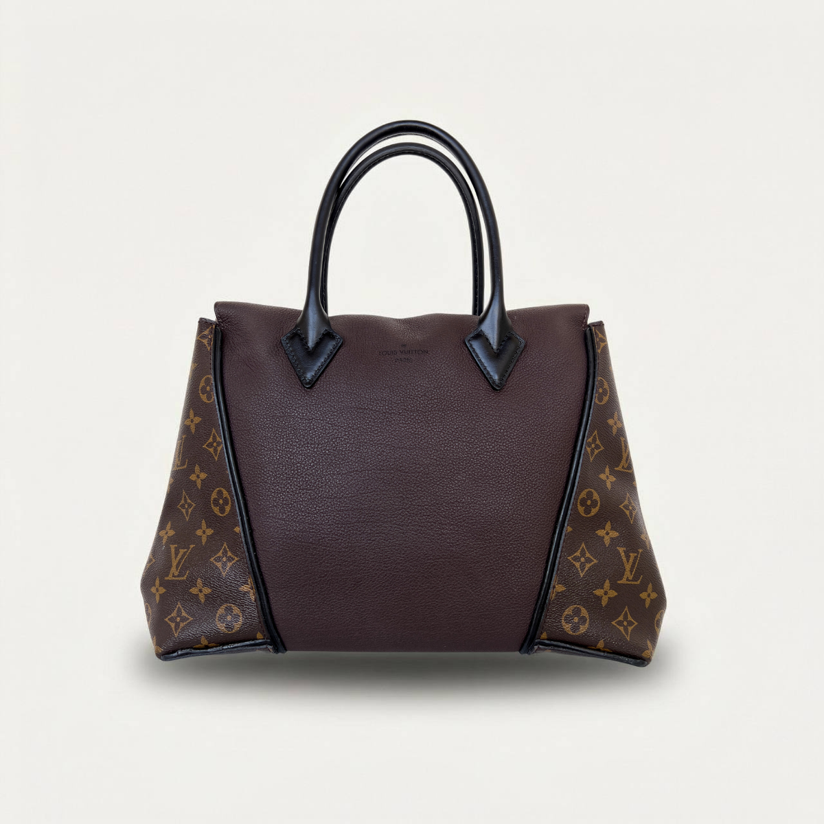 Louis Vuitton W Tote Monogram Cuir Orfevre Chocolate Bag
