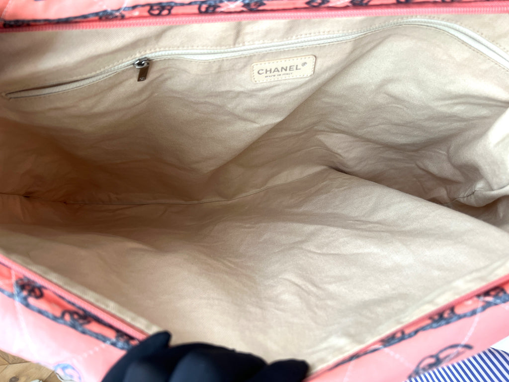 Chanel Bandana XL Tote Cotton Cambon Pink Hobo Chains Bag