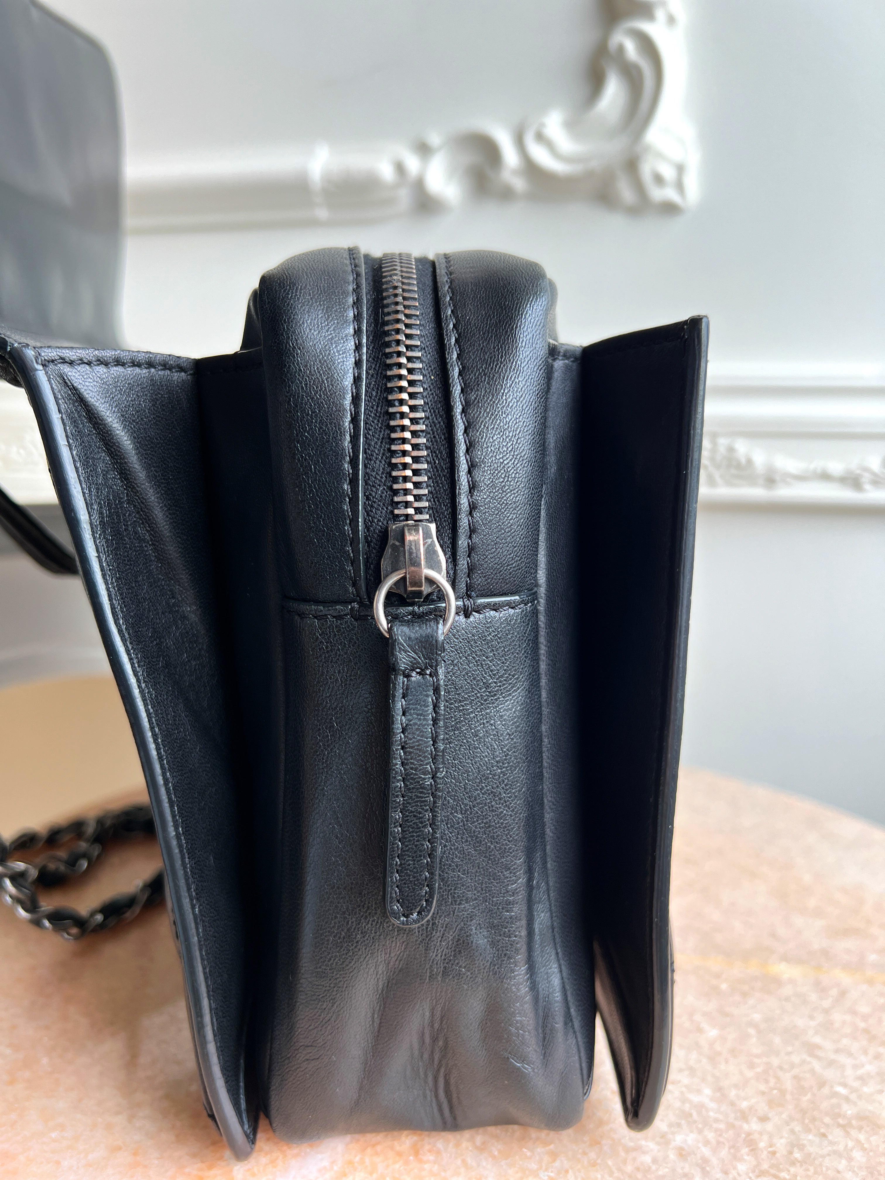 Chanel Large Seasonal Flap Black Lambskin Citizen Zip 29cm Bag