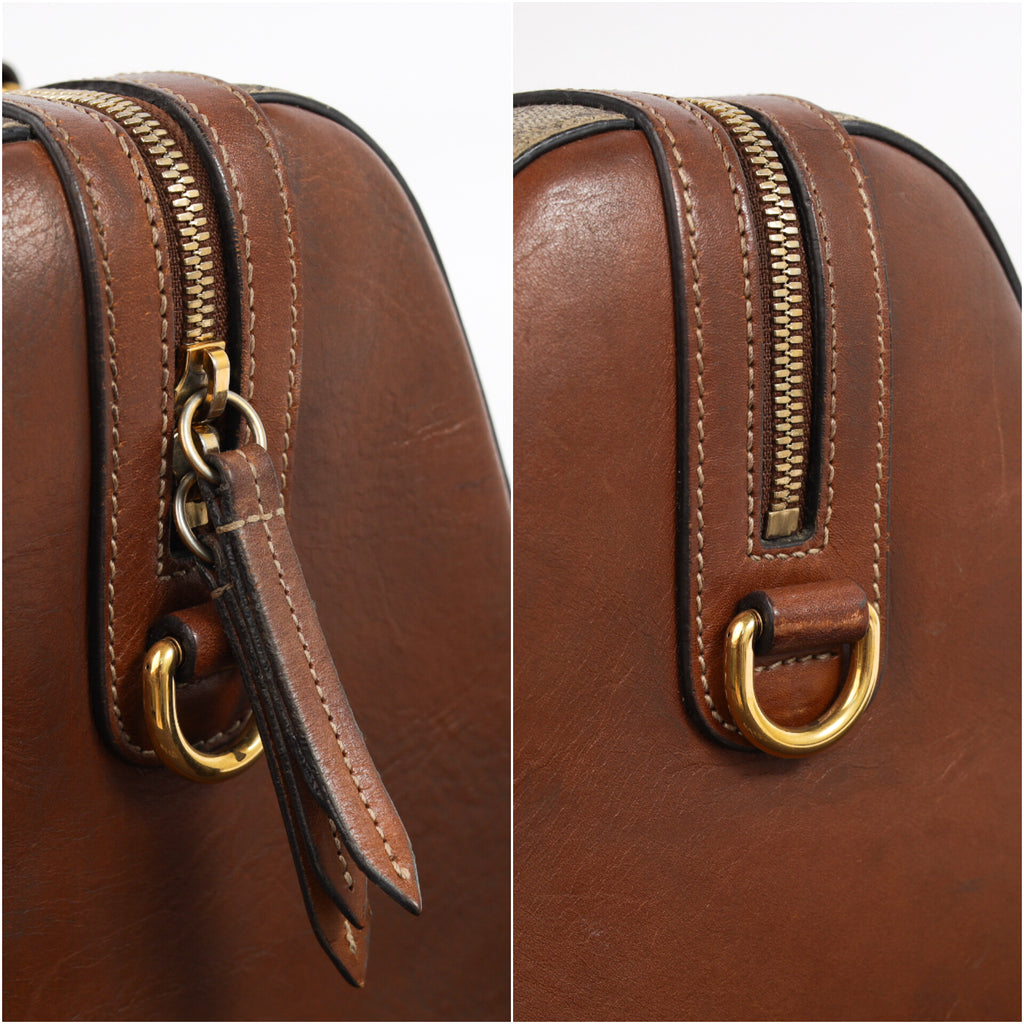 Authentic Gucci Boston Supreme Medium  Brown in Leather Canvas Monogram Satchel