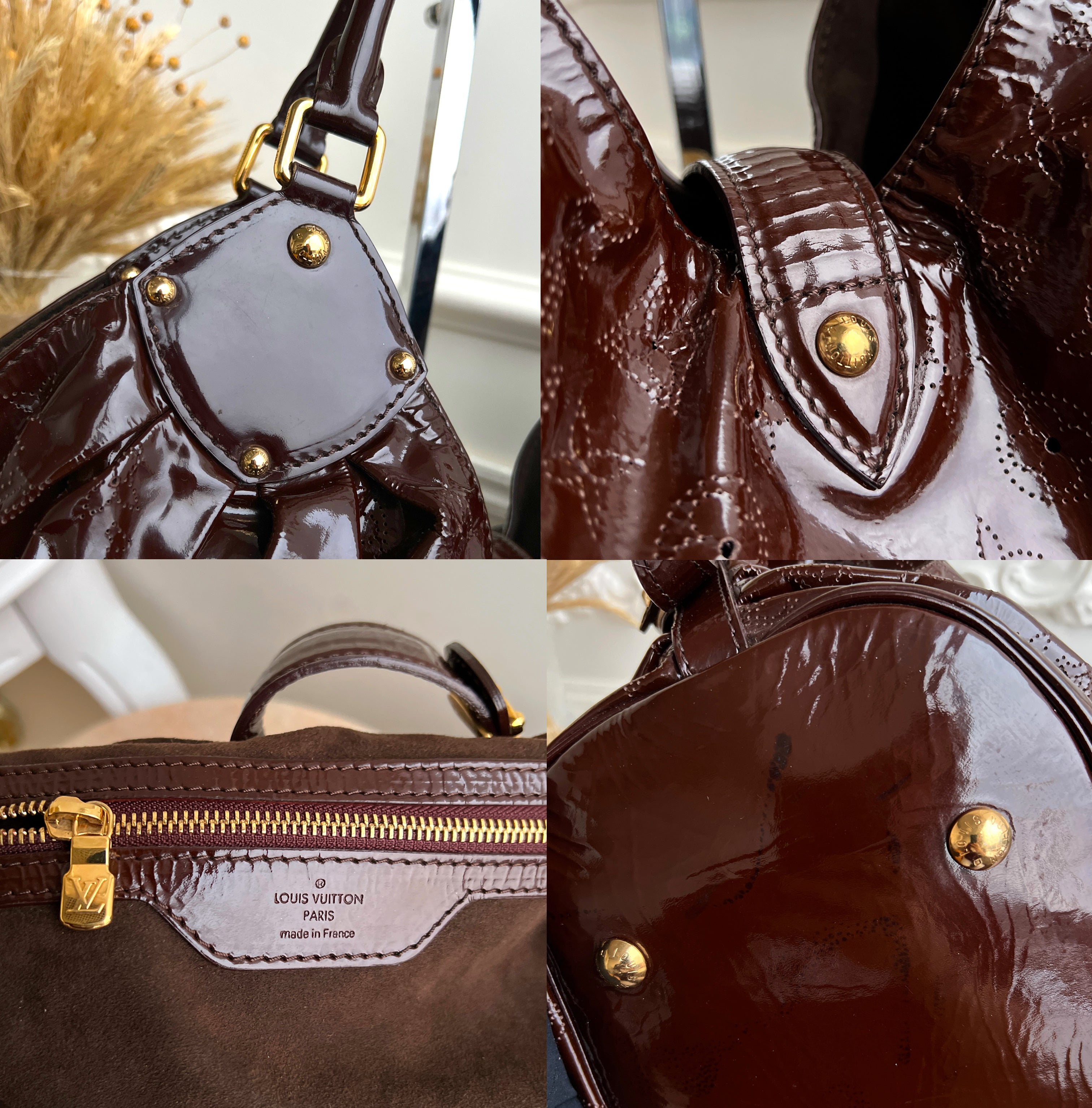 Louis Vuitton Mahina L Patent Surya Shoulder Brown Bag