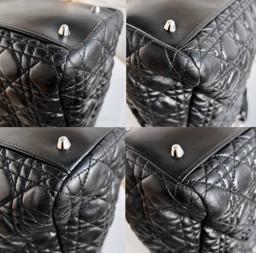 Christian Dior tote Cannage Black Quilted Leather Shopper Bag