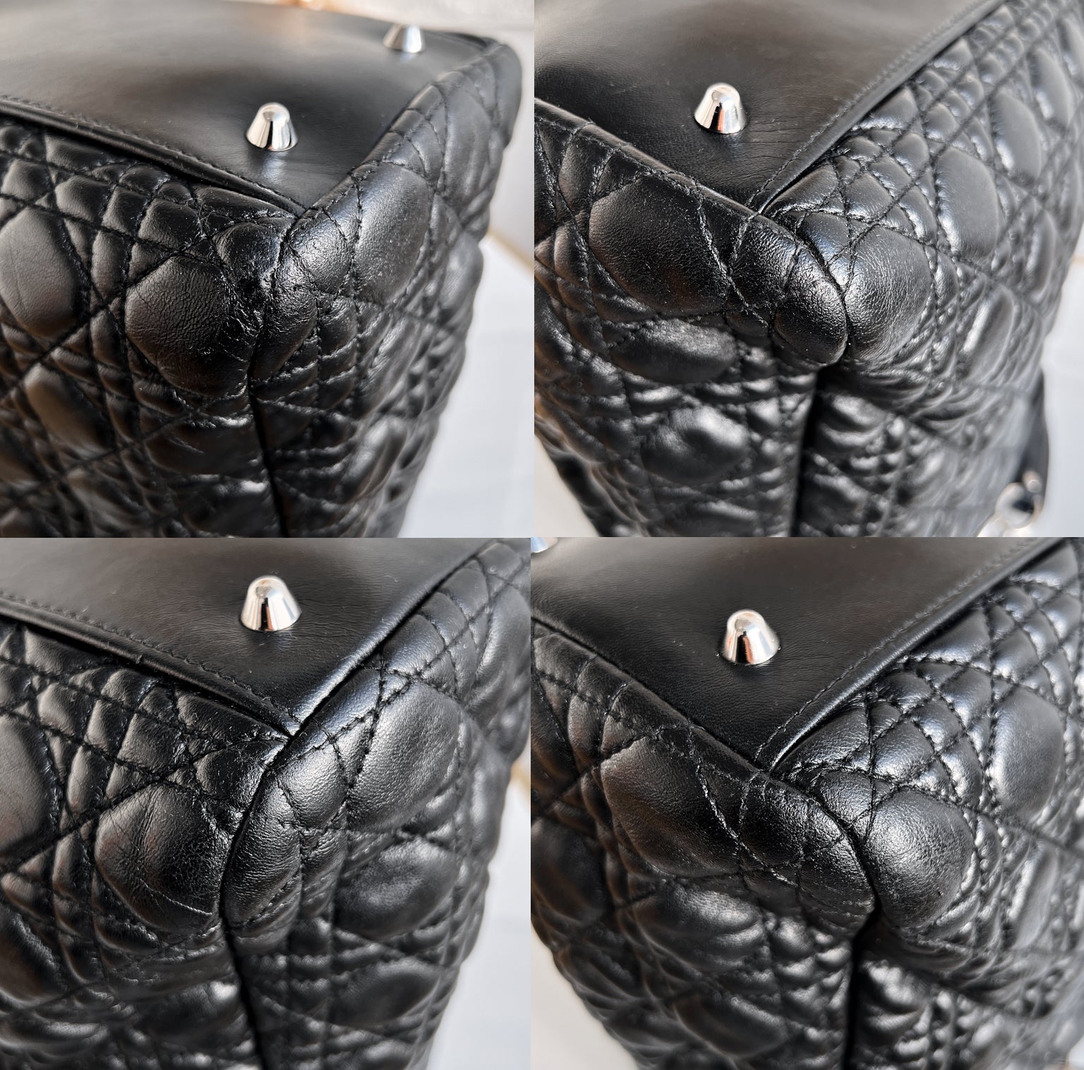 Christian Dior tote Cannage Black Quilted Leather Shopper Bag