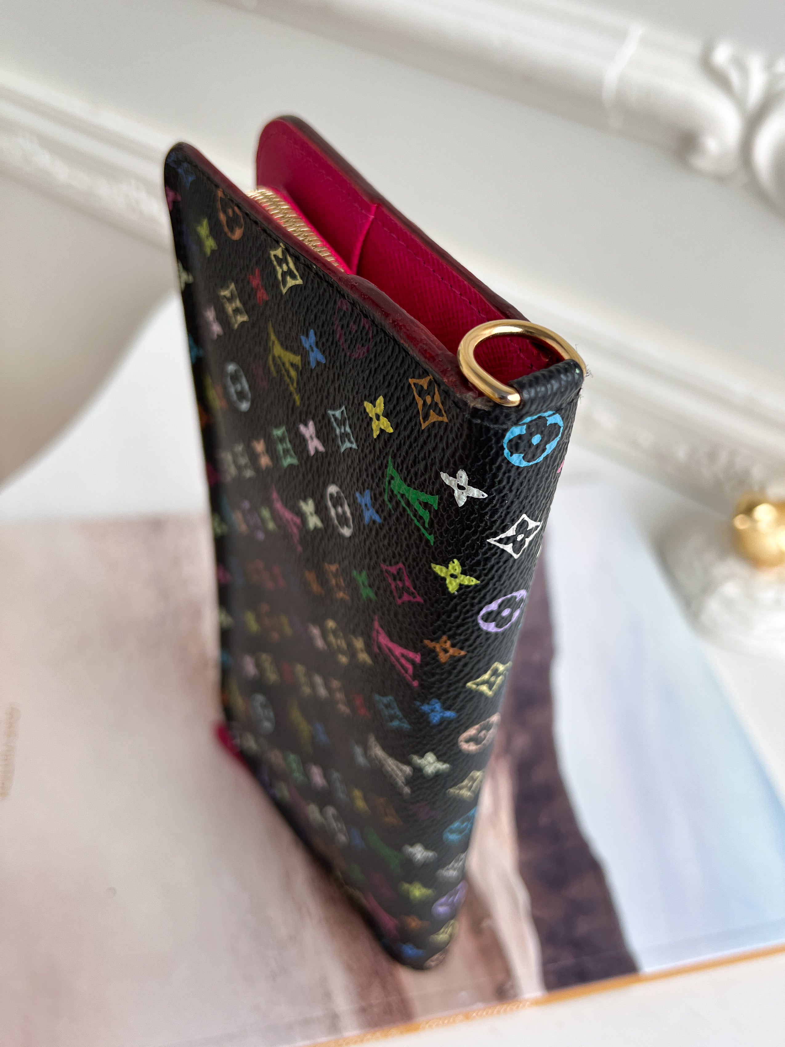Authentic Louis Vuitton long monogram multicolor black wallet