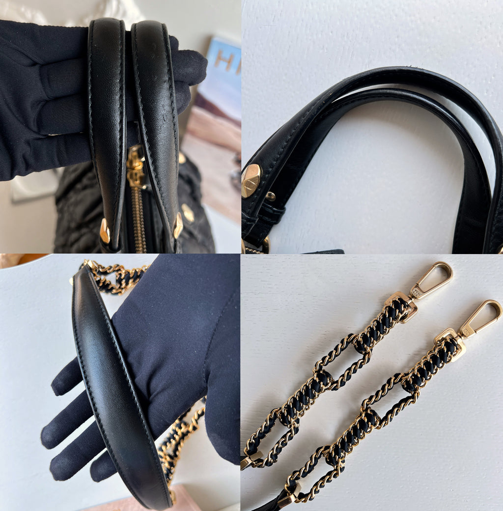 Christian Dior Gaufre Cannage Leather Black Lambskin Delices Bag