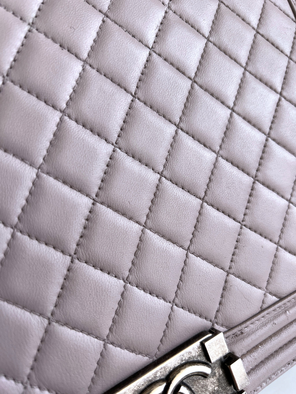 Chanel Boy New Medium Lambskin Grey Crossbody Bag