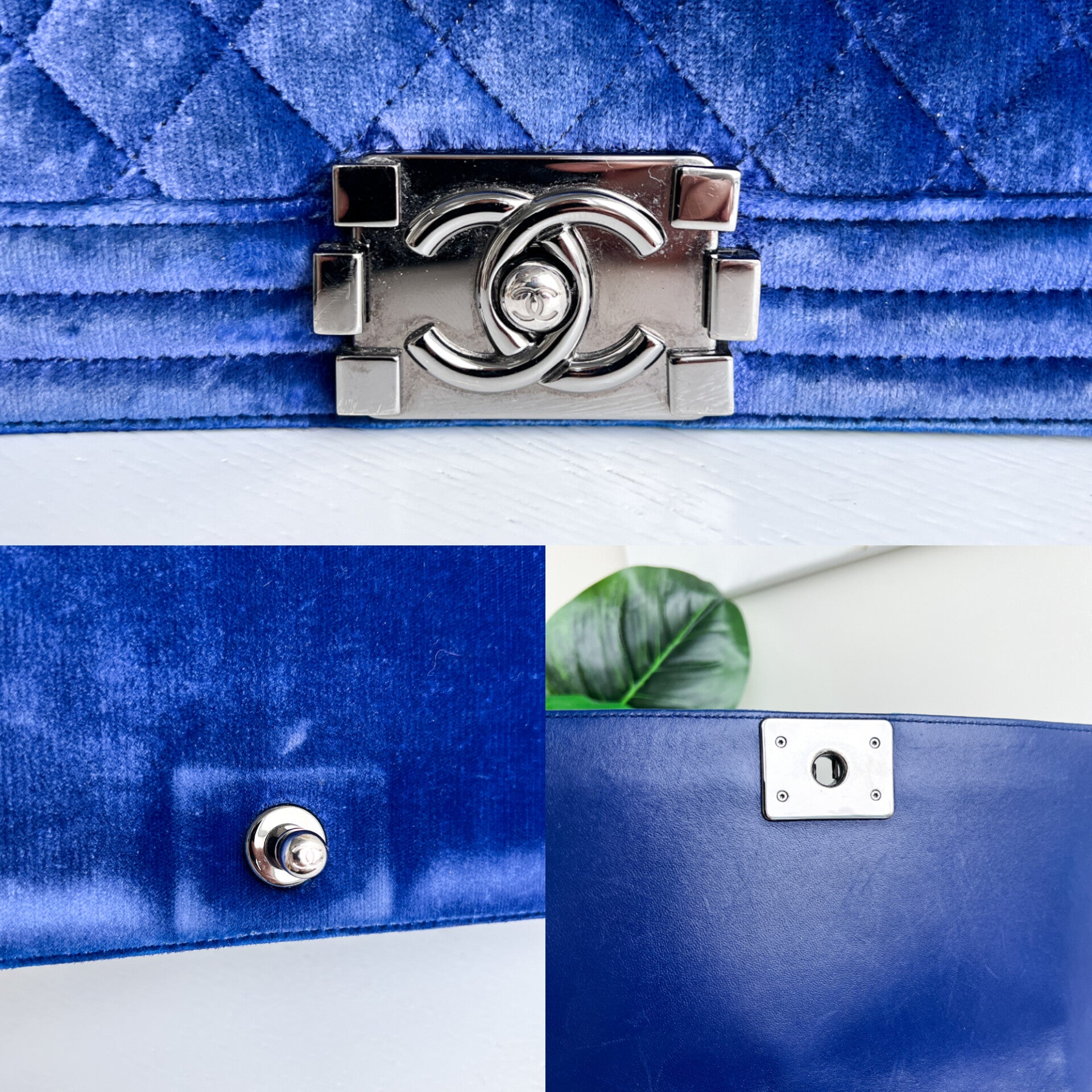 Authentic Chanel Old Boy velvet blue crossbody